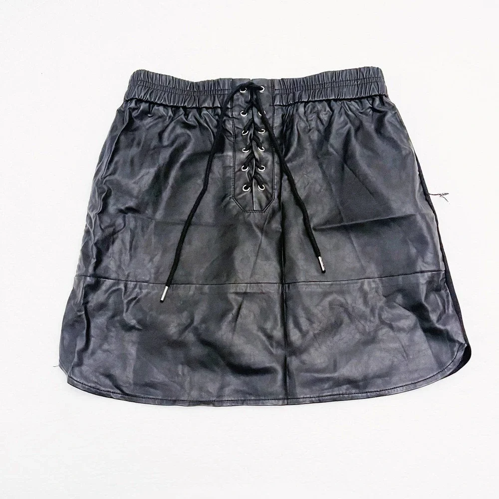 Zara Black Lace Detail Front Pencil Skirt Stretch Waist SZXS